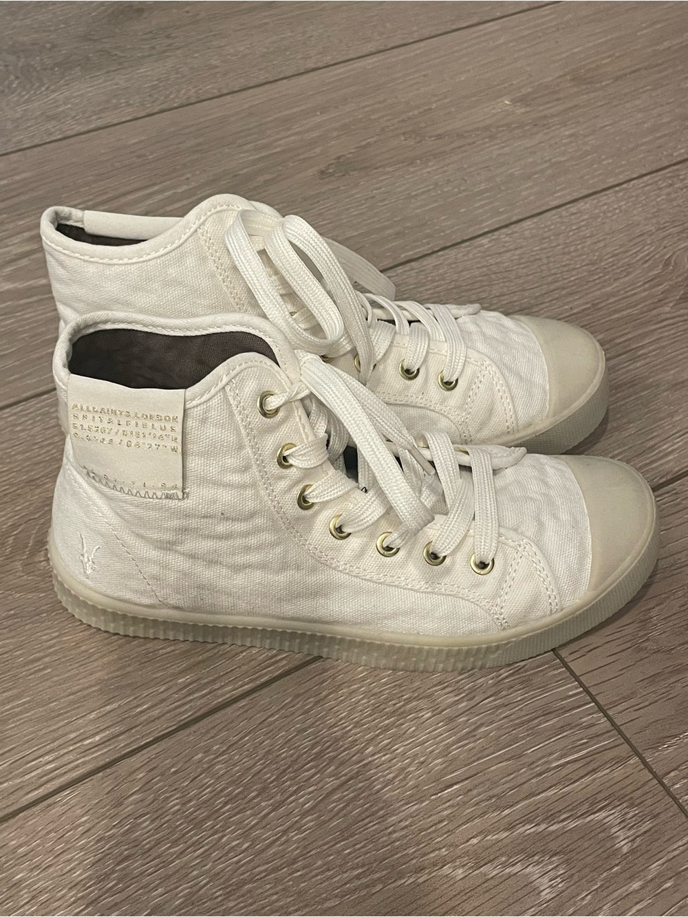 AllSaints Off-White Canvas High-Top Sneakers - Picture 4 of 5